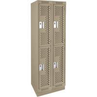 Clean Line Lockers, 2 -tier, Bank of 2, 24" x 12" x 76", Steel, Beige, Rivet (Assembled), Perforated Distribution Jean Lapalme