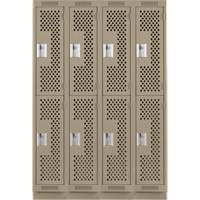 Clean Line Lockers, 2 -tier, Bank of 4, 48" x 12" x 76", Steel, Beige, Rivet (Assembled), Perforated Distribution Jean Lapalme