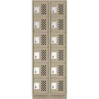Clean-Line Perforated Lockerette, 6 -tier, Bank of 2, 12" x 72" x 12", Steel Distribution Jean Lapalme