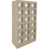 Clean-Line Perforated Lockerette, 6 -tier, Bank of 3, 12" x 72" x 12", Steel Distribution Jean Lapalme