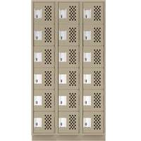 Clean-Line Perforated Lockerette, 6 -tier, Bank of 3, 12" x 72" x 12", Steel Distribution Jean Lapalme