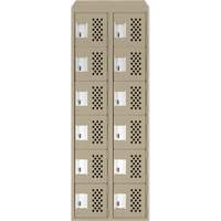 Clean-Line Perforated Lockerette, 6 -tier, Bank of 2, 15" x 72" x 12", Steel Distribution Jean Lapalme
