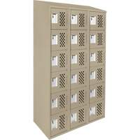 Clean-Line Perforated Lockerette, 6 -tier, Bank of 3, 15" x 72" x 12", Steel Distribution Jean Lapalme