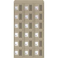 Clean-Line Perforated Lockerette, 6 -tier, Bank of 3, 15" x 72" x 12", Steel Distribution Jean Lapalme