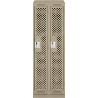 Clean Line Lockers, Bank of 2, 24" x 12" x 82", Steel, Beige, Rivet (Assembled), Perforated Distribution Jean Lapalme