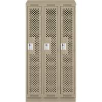 Clean Line Lockers, Bank of 3, 36" x 15" x 82", Steel, Beige, Rivet (Assembled), Perforated Distribution Jean Lapalme