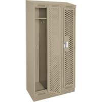 Clean Line Lockers, Bank of 3, 36" x 15" x 82", Steel, Beige, Rivet (Assembled), Perforated Distribution Jean Lapalme
