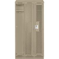 Clean Line Lockers, Bank of 3, 36" x 15" x 82", Steel, Beige, Rivet (Assembled), Perforated Distribution Jean Lapalme