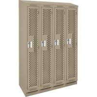 Clean Line Lockers, Bank of 4, 48" x 15" x 82", Steel, Beige, Rivet (Assembled), Perforated Distribution Jean Lapalme