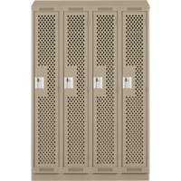 Clean Line Lockers, Bank of 4, 48" x 15" x 82", Steel, Beige, Rivet (Assembled), Perforated Distribution Jean Lapalme