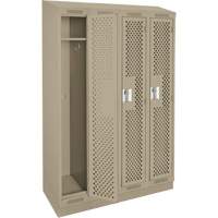 Clean Line Lockers, Bank of 4, 48" x 15" x 82", Steel, Beige, Rivet (Assembled), Perforated Distribution Jean Lapalme