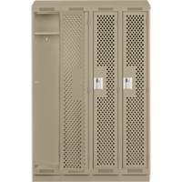 Clean Line Lockers, Bank of 4, 48" x 15" x 82", Steel, Beige, Rivet (Assembled), Perforated Distribution Jean Lapalme