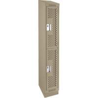 Clean Line Lockers, 2 -tier, 12" x 15" x 82", Steel, Beige, Rivet (Assembled), Perforated Distribution Jean Lapalme