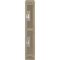 Clean Line Lockers, 2 -tier, 12" x 15" x 82", Steel, Beige, Rivet (Assembled), Perforated Distribution Jean Lapalme