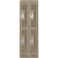 Clean Line Lockers, 2 -tier, Bank of 2, 24" x 15" x 82", Steel, Beige, Rivet (Assembled), Perforated Distribution Jean Lapalme