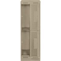 Clean Line Lockers, 2 -tier, Bank of 2, 24" x 15" x 82", Steel, Beige, Rivet (Assembled), Perforated Distribution Jean Lapalme