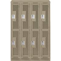 Clean Line Lockers, 2 -tier, Bank of 4, 48" x 15" x 82", Steel, Beige, Rivet (Assembled), Perforated Distribution Jean Lapalme