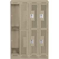 Clean Line Lockers, 2 -tier, Bank of 4, 48" x 15" x 82", Steel, Beige, Rivet (Assembled), Perforated Distribution Jean Lapalme