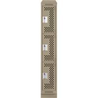 Clean Line Lockers, 3 -tier, 12" x 18" x 82", Steel, Beige, Rivet (Assembled), Perforated Distribution Jean Lapalme