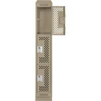 Clean Line Lockers, 3 -tier, 12" x 18" x 82", Steel, Beige, Rivet (Assembled), Perforated Distribution Jean Lapalme