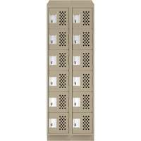 Clean-Line Perforated Lockerette, 6 -tier, Bank of 2, 12" x 72" x 12", Steel Distribution Jean Lapalme
