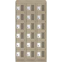 Assembled Lockerettes Clean Line Perforated Economy Lockers, 6 -tier, Bank of 3, 18" x 72" x 12", Steel Distribution Jean Lapalme