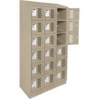Assembled Lockerettes Clean Line Perforated Economy Lockers, 6 -tier, Bank of 3, 18" x 72" x 12", Steel Distribution Jean Lapalme