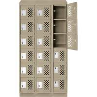 Assembled Lockerettes Clean Line Perforated Economy Lockers, 6 -tier, Bank of 3, 18" x 72" x 12", Steel Distribution Jean Lapalme