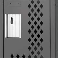 Clean Line Lockers, 2 -tier, 12" x 12" x 72", Steel, Charcoal, Rivet (Assembled), Perforated Distribution Jean Lapalme