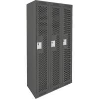 Clean Line Lockers, Bank of 3, 36" x 15" x 72", Steel, Charcoal, Rivet (Assembled), Perforated Distribution Jean Lapalme