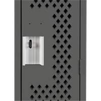 Clean Line Lockers, Bank of 3, 36" x 15" x 72", Steel, Charcoal, Rivet (Assembled), Perforated Distribution Jean Lapalme