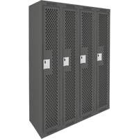 Clean Line Lockers, Bank of 4, 48" x 15" x 72", Steel, Charcoal, Rivet (Assembled), Perforated Distribution Jean Lapalme