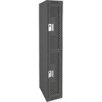 Clean Line Lockers, 2 -tier, 12" x 12" x 72", Steel, Charcoal, Rivet (Assembled), Perforated Distribution Jean Lapalme