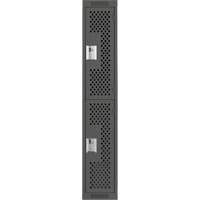 Clean Line Lockers, 2 -tier, 12" x 12" x 72", Steel, Charcoal, Rivet (Assembled), Perforated Distribution Jean Lapalme