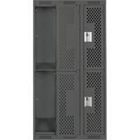 Clean Line Lockers, 2 -tier, Bank of 3, 36" x 12" x 72", Steel, Charcoal, Rivet (Assembled), Perforated Distribution Jean Lapalme