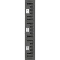 Clean Line Lockers, 3 -tier, 12" x 12" x 72", Steel, Charcoal, Rivet (Assembled), Perforated Distribution Jean Lapalme