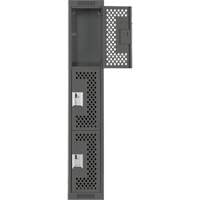 Clean Line Lockers, 3 -tier, 12" x 12" x 72", Steel, Charcoal, Rivet (Assembled), Perforated Distribution Jean Lapalme