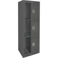Clean Line Lockers, 3 -tier, Bank of 2, 24" x 12" x 72", Steel, Charcoal, Rivet (Assembled), Perforated Distribution Jean Lapalme