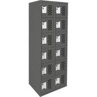 Petit casier perfor&eacute; Clean-Line, 6 niveaux, Bloc de 2, 15" x 72" x 12", Acier Distribution Jean Lapalme