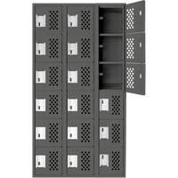Petit casier perfor&eacute; Clean-Line, 6 niveaux, Bloc de 3, 15" x 72" x 12", Acier Distribution Jean Lapalme