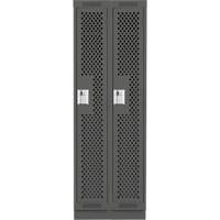 Clean Line Lockers, Bank of 2, 24" x 18" x 76", Steel, Charcoal, Rivet (Assembled), Perforated Distribution Jean Lapalme