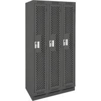 Clean Line Lockers, Bank of 3, 36" x 18" x 76", Steel, Charcoal, Rivet (Assembled), Perforated Distribution Jean Lapalme