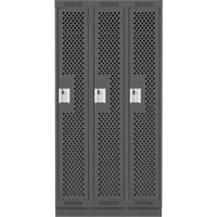 Clean Line Lockers, Bank of 3, 36" x 18" x 76", Steel, Charcoal, Rivet (Assembled), Perforated Distribution Jean Lapalme