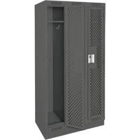 Clean Line Lockers, Bank of 3, 36" x 18" x 76", Steel, Charcoal, Rivet (Assembled), Perforated Distribution Jean Lapalme