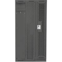 Clean Line Lockers, Bank of 3, 36" x 18" x 76", Steel, Charcoal, Rivet (Assembled), Perforated Distribution Jean Lapalme