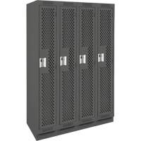 Clean Line Lockers, Bank of 4, 48" x 18" x 76", Steel, Charcoal, Rivet (Assembled), Perforated Distribution Jean Lapalme