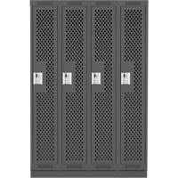 Clean Line Lockers, Bank of 4, 48" x 18" x 76", Steel, Charcoal, Rivet (Assembled), Perforated Distribution Jean Lapalme