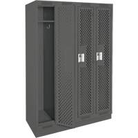 Clean Line Lockers, Bank of 4, 48" x 18" x 76", Steel, Charcoal, Rivet (Assembled), Perforated Distribution Jean Lapalme
