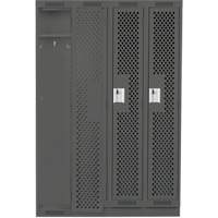Clean Line Lockers, Bank of 4, 48" x 18" x 76", Steel, Charcoal, Rivet (Assembled), Perforated Distribution Jean Lapalme