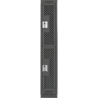 Clean Line Lockers, 2 -tier, 12" x 12" x 76", Steel, Charcoal, Rivet (Assembled), Perforated Distribution Jean Lapalme